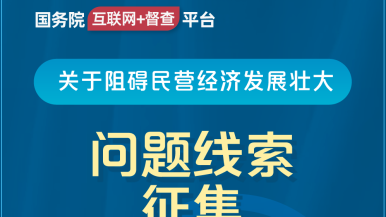 鸡巴捅美女国务院“互联网+督查”平台公开征集阻碍民营经济发展壮大问题线索